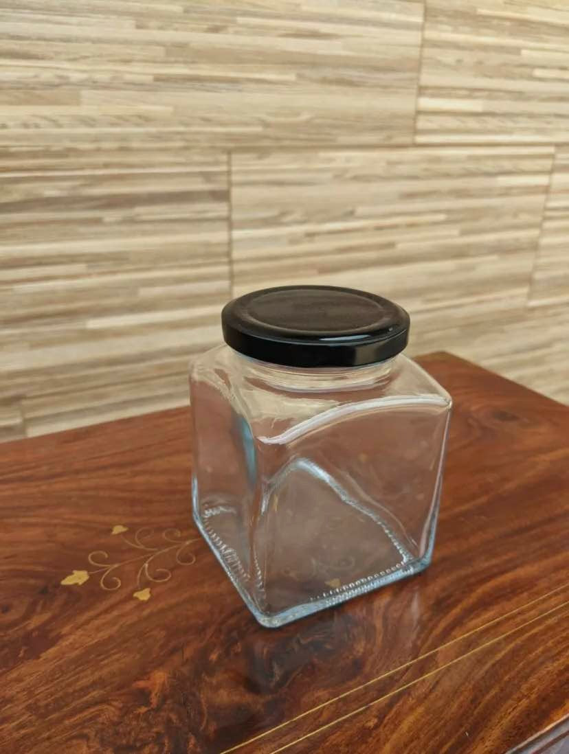 Set of 6 Premium Hexagonal Glass Jars (400ml)